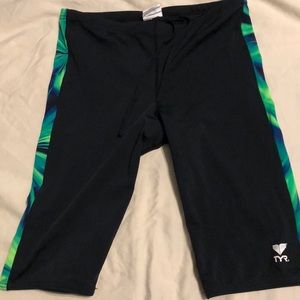 TYR bike shorts vintage 80’s 90’s blue green sz 30